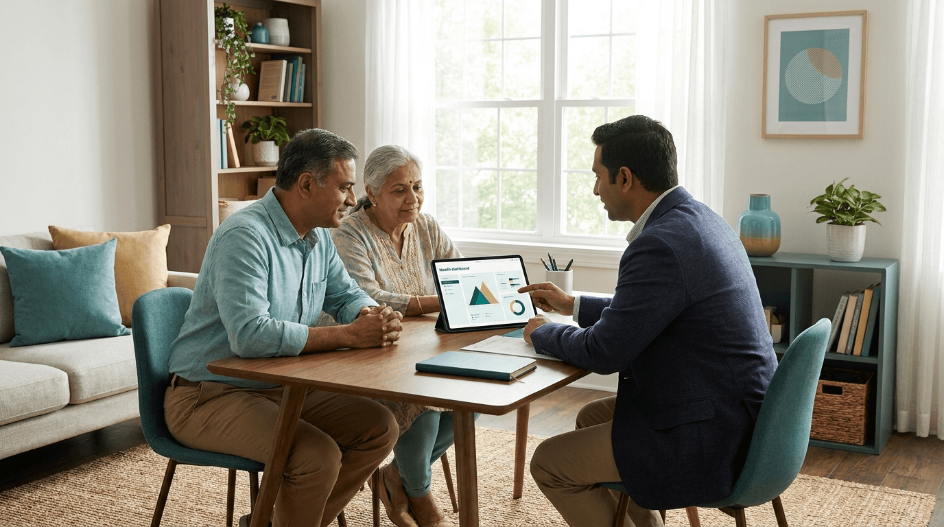 A family discussing their financial plan together